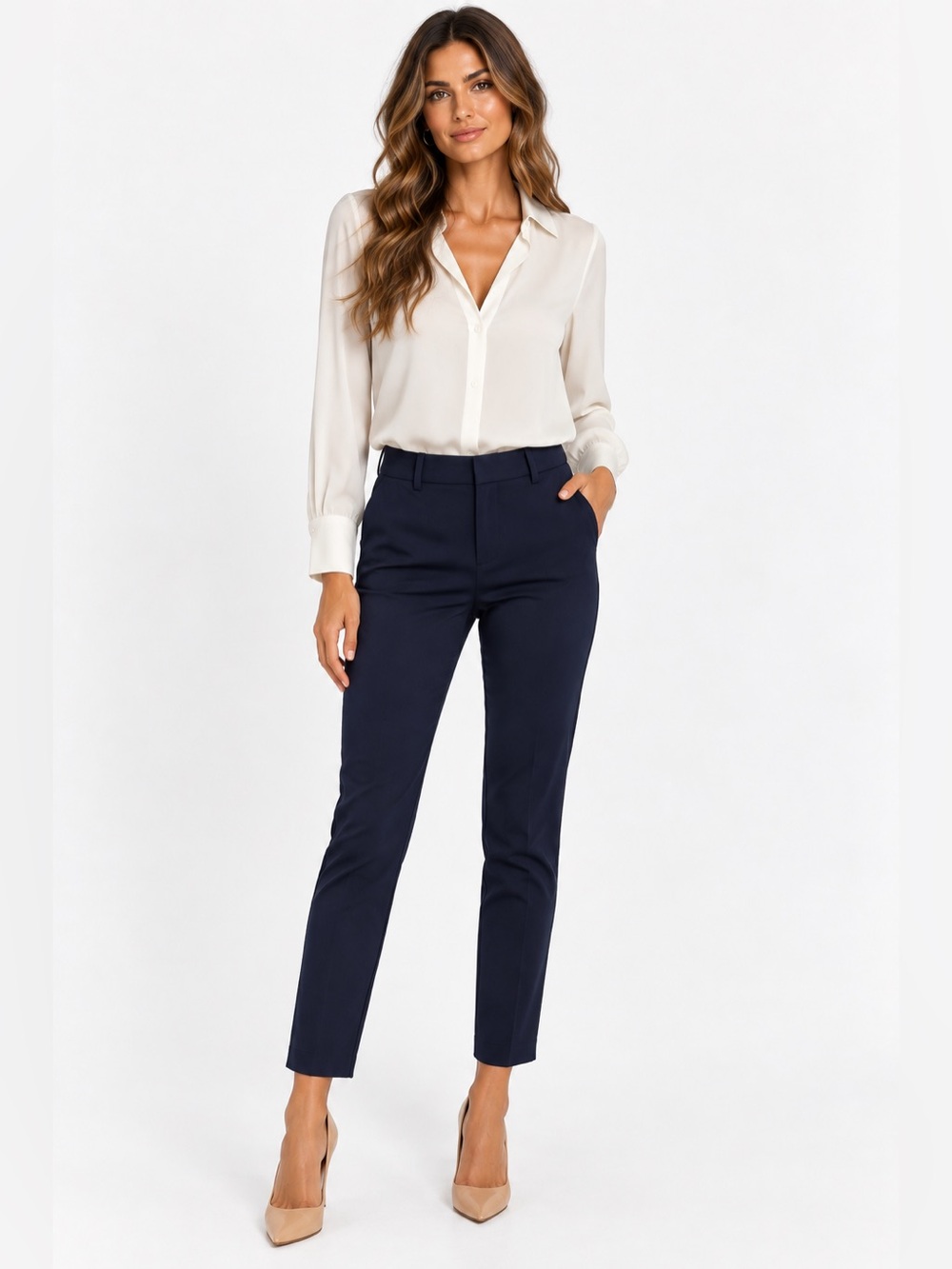 White House Black Market The Slim Ankle Pants Navy Size 0 Stretch Office Work